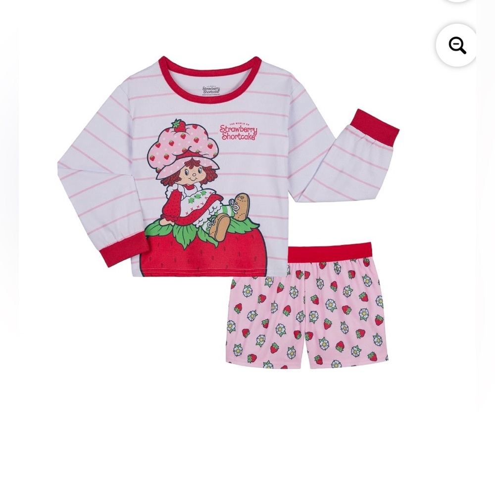 NWT Strawberry Shortcake Girls 2-Piece Long Sleeve Shorts Pajama Set Size S 6/6X